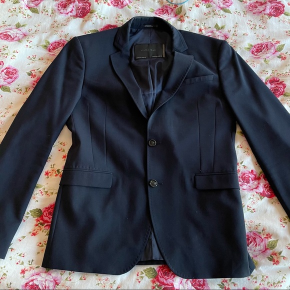 Zara Other - Zara Men- Navy Fitted Suit Blazer Top